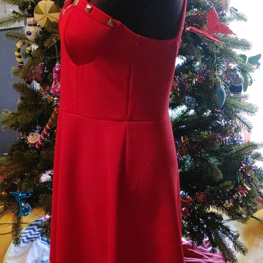 Red skater dress with studs - Picture 2 of 3